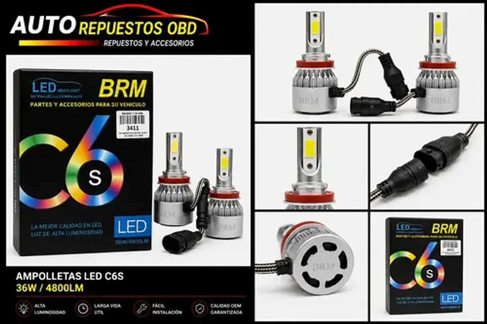 Set De Ampolletas Led Cree 12 Ivolt H4 C6 2 Caras 3
