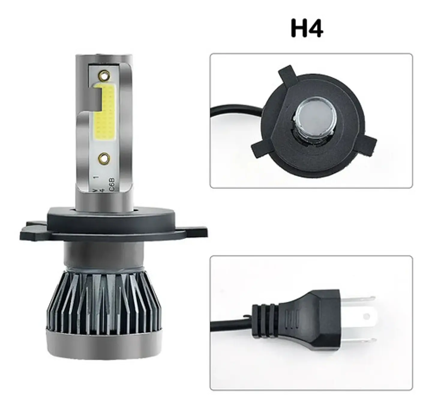 Kit De Ampolletas Led H4 Led Cree C6 Bivolt 36w 4800lm 3
