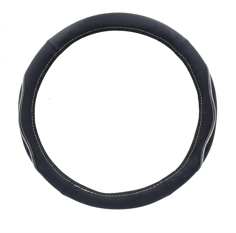 Funda Cubre Volante 06 Universal 38 Cm Negro Y Gris 2