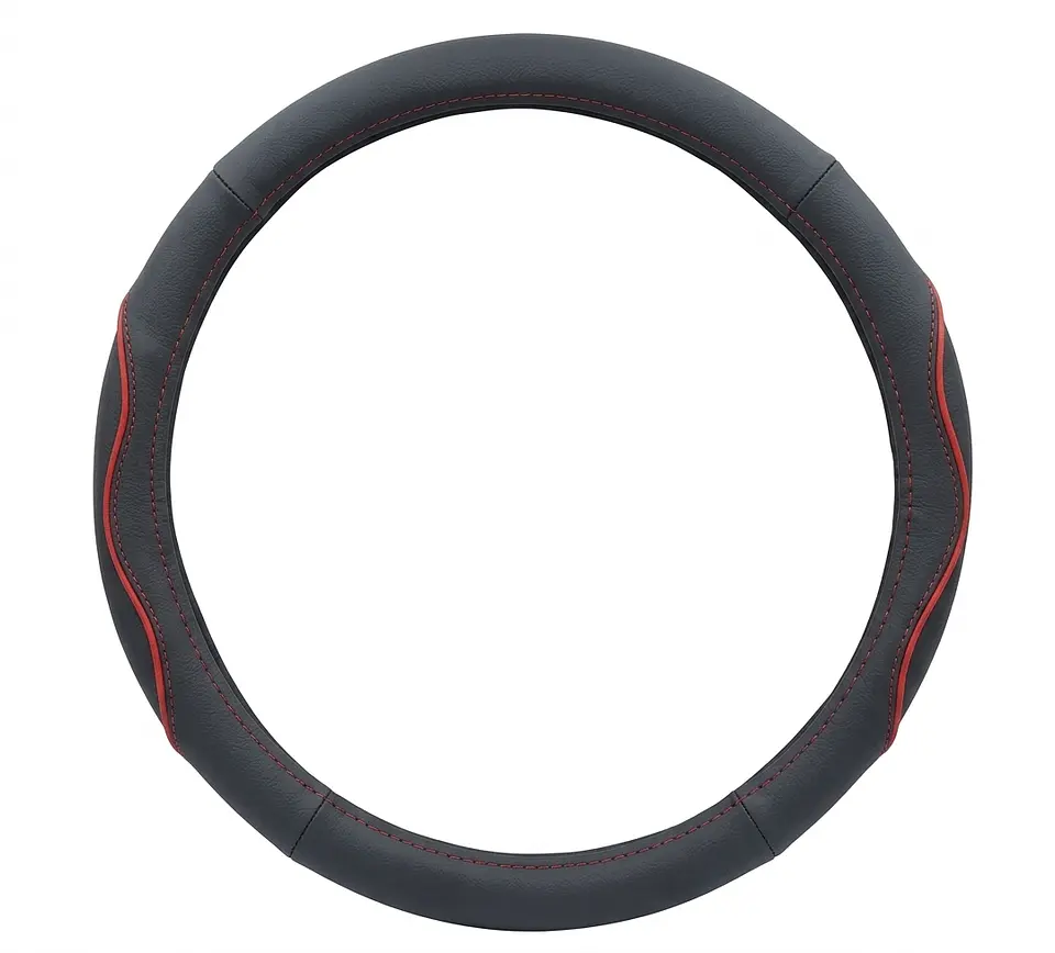 Funda Cubre Volante 12 Universal 38 Cm Negro Y Rojo 2