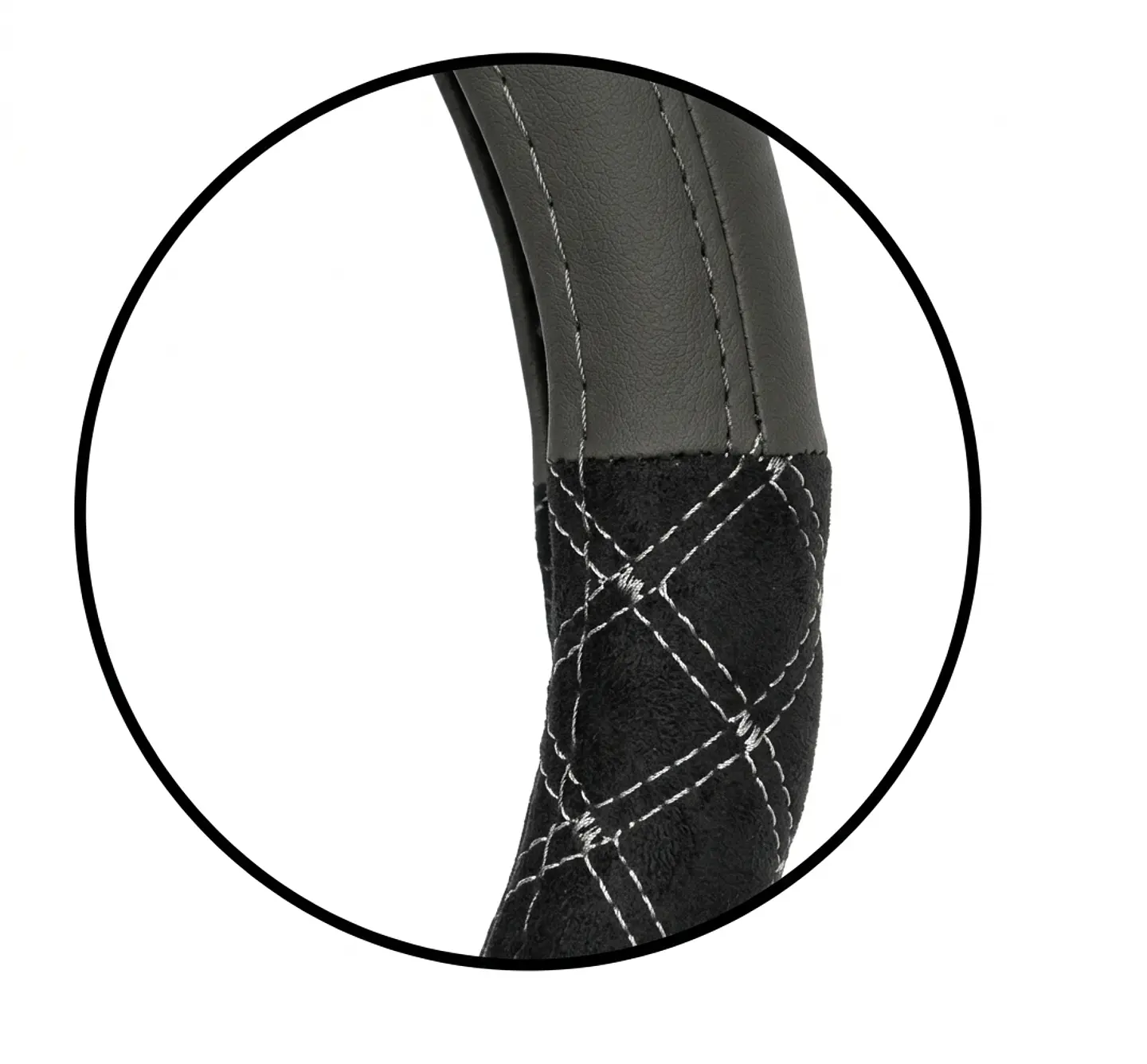 Funda Cubre Volante Con Costura Cruzada Gris Y Blanco De 38 3