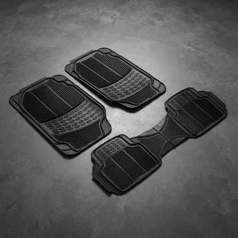 Piso De Goma Auto Universal Negro 3 Piezas Camello
