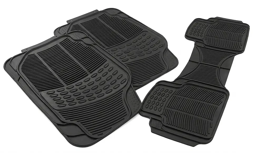 Piso De Goma Auto Universal Negro 3 Piezas Camello 4