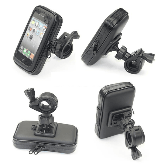 Base Soporte Porta Celular Touch Tactil 6,25 Pulg Impermeable Univ Moto C/Puerto Cargador Salida USB