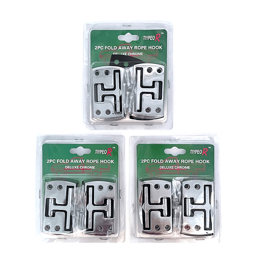 Set Ganchos Amarre Cromado Modelo Invisible/Abatible Universal Camioneta 4x4 Pickup Doble Cabina