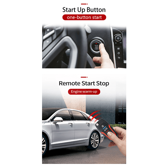 Kit Alarma Auto Con Botón Start Stop, Partida Remota, APP Bluetooth, Funcion PKE Y Corta Corriente