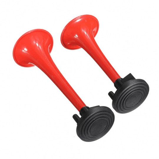 Set Doble Bocina Pito Claxon Aero Eléctrica Tipo Trompeta C/Sistema Aire Comprimido Univ Auto Moto 12V