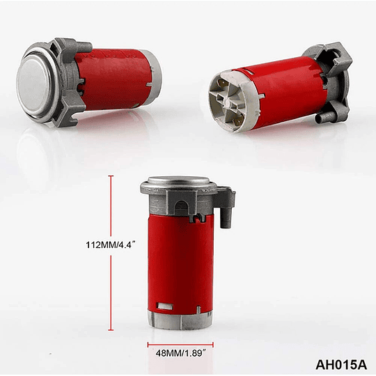 Fuerte Bocina Metálica Aero Eléctrica (45cm) Tipo Trompeta Con Sistema Aire Comprimido Univ Auto 12V