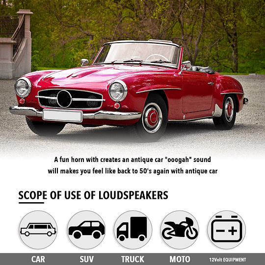 Bocina Metálica Pito Claxon Sonido Vintage Horn Towking Auto Clásico Antiguo FORD Burrita Univ Auto Moto