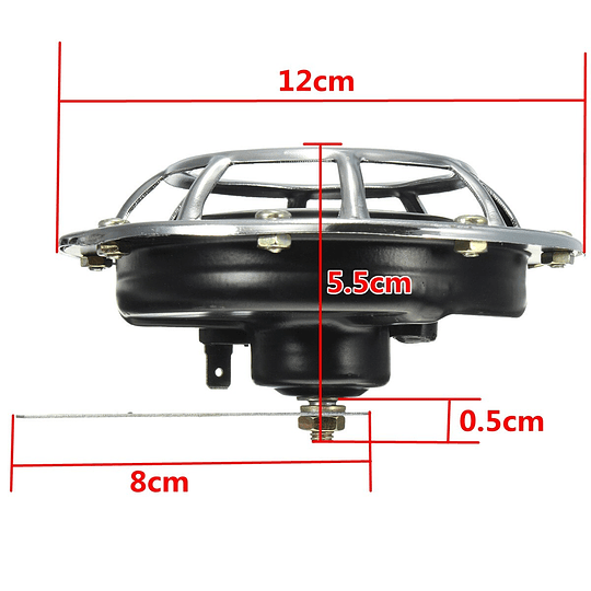 Par Claxon Bocina Pito Redonda Tipo Hella Negro Rojo Cromado Azul Tornasol Universal Auto Moto 12V