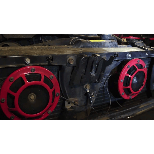 Par Claxon Bocina Pito Redonda Tipo Hella Negro Rojo Cromado Azul Tornasol Universal Auto Moto 12V