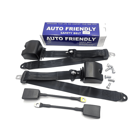 Par De Cinturones Seguridad Retráctil 3 Puntos Universal Auto Con Bloqueo de Retención o Emergencia
