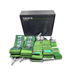 Cinturón Seguridad Deportivo 5 Puntos Para Auto Con Butaca de Carreras Competiciones Tuning Racing - VERDE