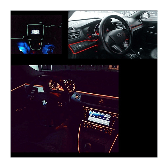 Cable Hilo Decorativo Flexible Luz Led Neón De 5 Metros Para Interior Tablero Y Puertas Univ Auto 12V