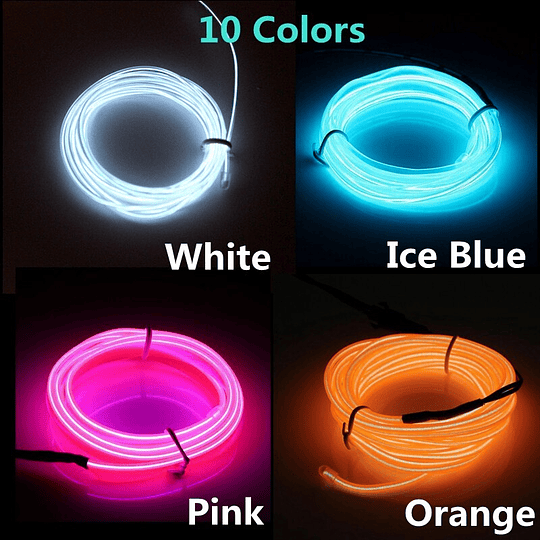 Cable Hilo Decorativo Flexible Luz Led Neón De 5 Metros Para Interior Tablero Y Puertas Univ Auto 12V