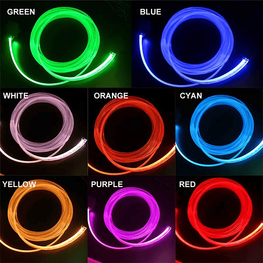 KIT Cable Hilo Led 8M Fibra Óptica Luz RGB Interior Auto Tablero Puertas Iluminación Noche Bluetooth