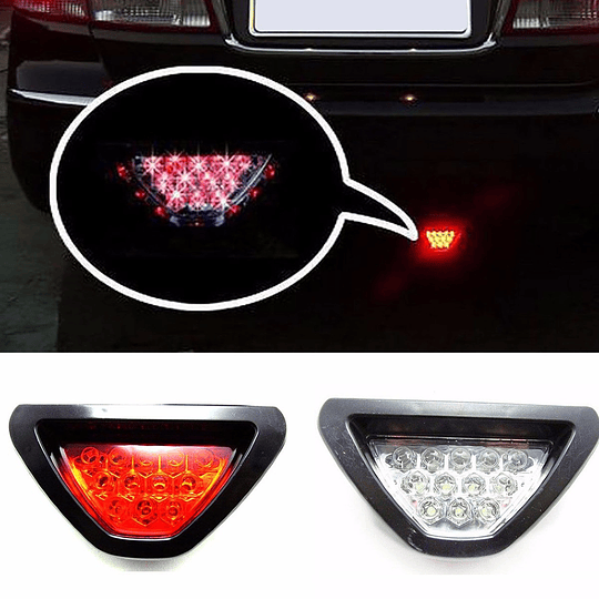 Tercera Luz Freno Roja Triangular Auxiliar Intermitente 12 Led Tipo Formula 1 Universal Auto Moto