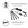 Set X4 Tiras De 12 Led RGB (22cm) Interior Piso Auto 12V Control Remoto Iluminación Nocturna Rítmica