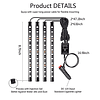 Set X4 Tiras De 12 Led RGB (22cm) Interior Piso Auto 12V Control Remoto Iluminación Nocturna Rítmica