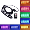 Set X4 Tiras De 12 Led RGB (22cm) Interior Piso Auto 12V Control Remoto Iluminación Nocturna Rítmica