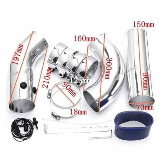 Kit Inducción Aluminio Universal Armable 3 Pulgadas Para Filtro Aire Tuning Alto Flujo Estilo Racing