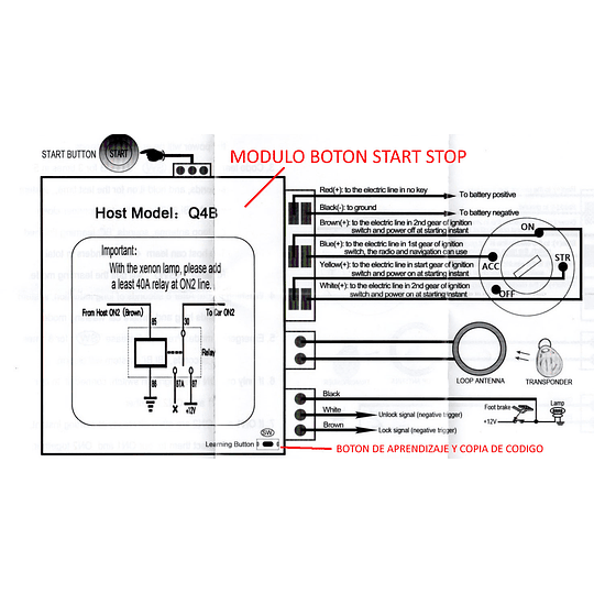 Repuesto Duplicado Copia Chip Programable Llave Activador Tag Rfid (Solo Para Boton Start Stop)