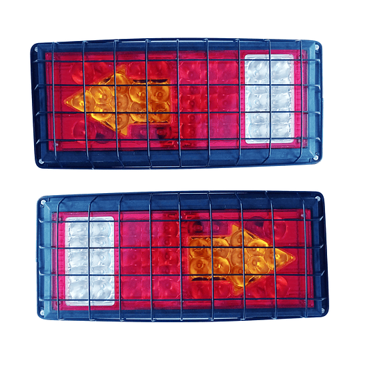 Par X2 Focos Luz Trasero Señalizador Univ Camión Remolque Tráiler 24V Con Rejilla Protectora Metálica