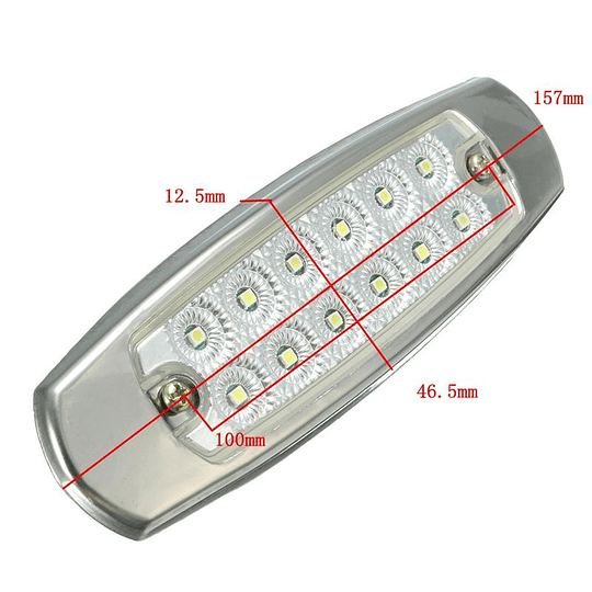 Foco Luz 12 Led Fija Indicadora Lateral Posición Freno Señalizador Camión Rampla Bi-Voltaje 12V-24V