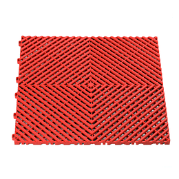 Pisos Baldosas Encastrables Plástico PP De Alta Resistencia Para Garajes Autolavado Talleres Detailing Showroom - ROJO