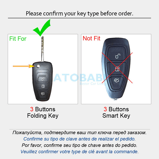 Funda Protector Tpu Calce Perfecto FORD 3 BOTONES Control Remoto Smart Key Llave Navaja Auto