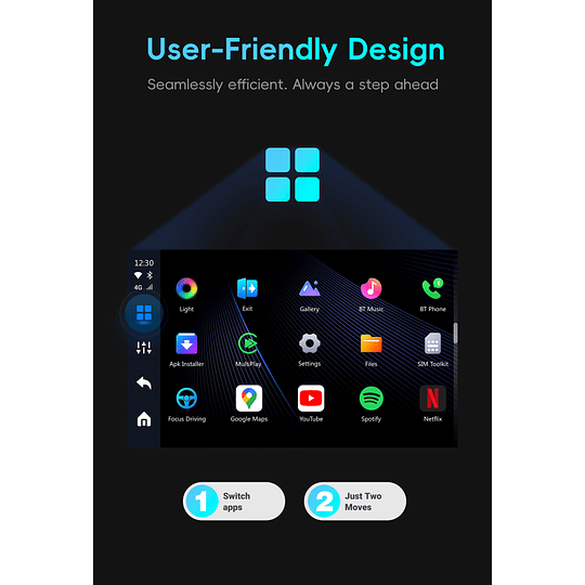OTTOAIBOX P3 Upgrade Multimedia Todo En Uno Con Carplay Y Android Auto Inalámbrico YouTube Netflix Directv Hbo Disney+ Instagram TikTok 8+128Gb 8 Núcleos