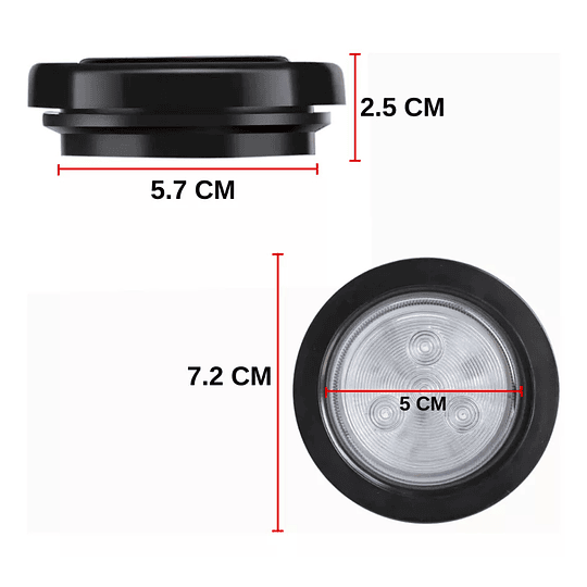 Foco Luz Led SMD 2 1/2 Pulg Indicador Lateral Posición Camión Rampla Rojo Ámbar Blanco Bi-Voltaje 12V-24V