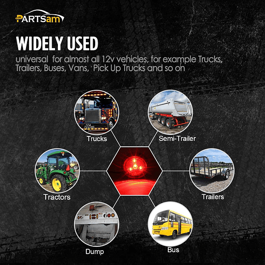 Foco Luz Led SMD 2 1/2 Pulg Indicador Lateral Posición Camión Rampla Rojo Ámbar Blanco Bi-Voltaje 12V-24V