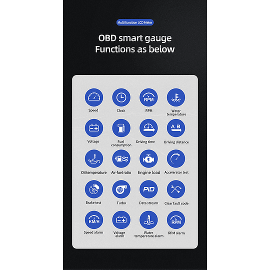 F9 Medidor Pantalla Monitor Inteligente Velocímetro RPM Digital HUD (OBD2) Computador a Bordo de Viaje