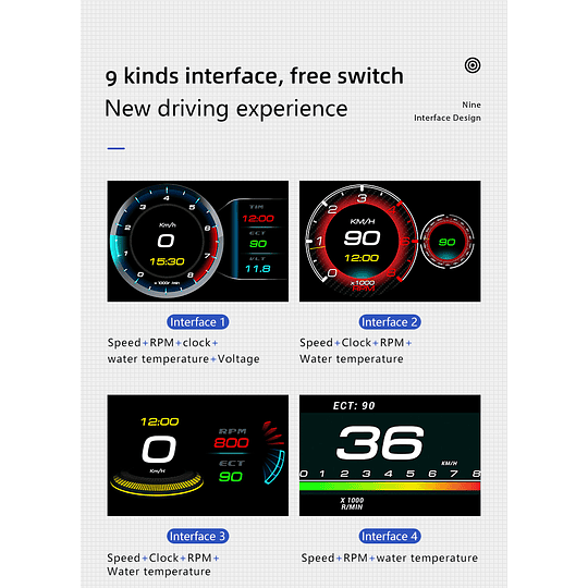F9 Medidor Pantalla Monitor Inteligente Velocímetro RPM Digital HUD (OBD2) Computador a Bordo de Viaje