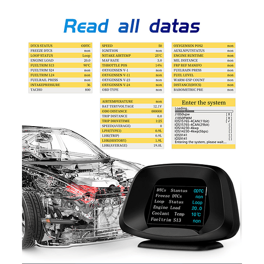 P19 Medidor Pantalla Inteligente Velocidad RPM Digital Hud Obd2 Computador a Bordo Con APP BT Y Navegación