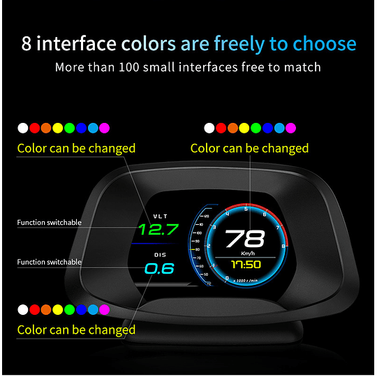 P19 Medidor Pantalla Inteligente Velocidad RPM Digital Hud Obd2 Computador a Bordo Con APP BT Y Navegación
