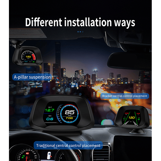 P19 Medidor Pantalla Inteligente Velocidad RPM Digital Hud Obd2 Computador a Bordo Con APP BT Y Navegación