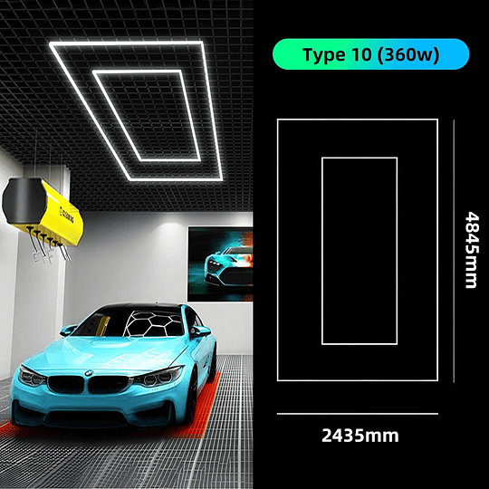 Luces Led Luminaria Techo (Square Light) 4.8mx2.4m Talleres Detailing Barbería Locales Oficinas Tiendas Garaje