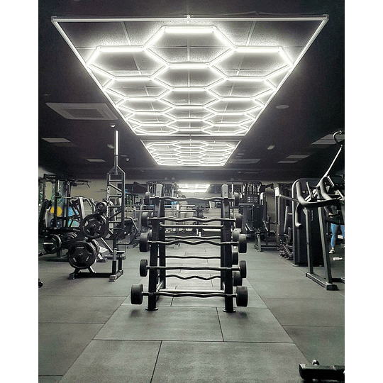 Luces Led Luminaria Techo (15 Hexágonos + Rectángulo) 4.8mx2.4m Talleres Detailing Barbería Locales Oficinas Tiendas Garaje