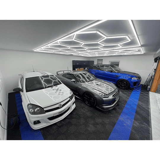 Luces Led Luminaria Techo (15 Hexágonos + Rectángulo) 4.8mx2.4m Talleres Detailing Barbería Locales Oficinas Tiendas Garaje