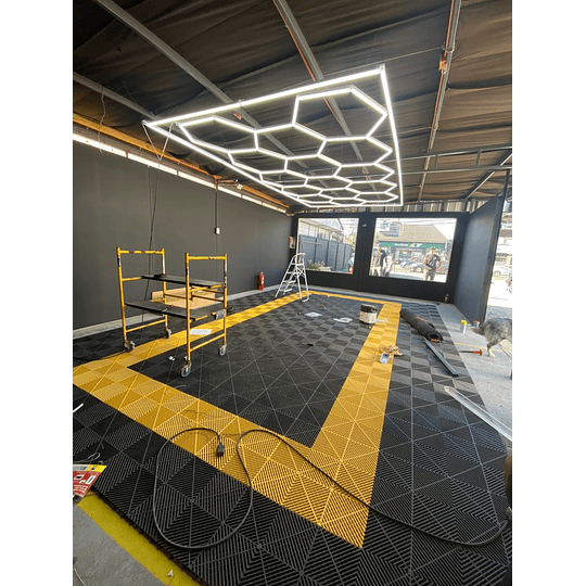 Luces Led Luminaria Techo (15 Hexágonos + Rectángulo) 4.8mx2.4m Talleres Detailing Barbería Locales Oficinas Tiendas Garaje