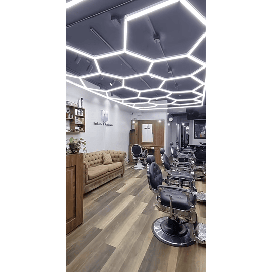 Luces Led Luminaria Techo (15 Hexágonos + Rectángulo) 4.8mx2.4m Talleres Detailing Barbería Locales Oficinas Tiendas Garaje