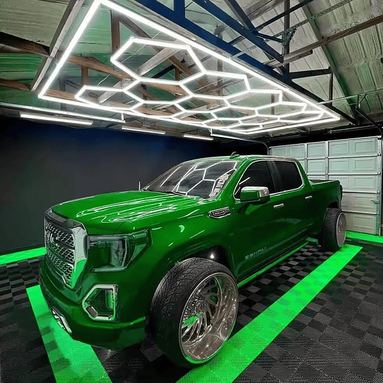 Luces Led Luminaria Techo (15 Hexágonos + Rectángulo) 4.8mx2.4m Talleres Detailing Barbería Locales Oficinas Tiendas Garaje