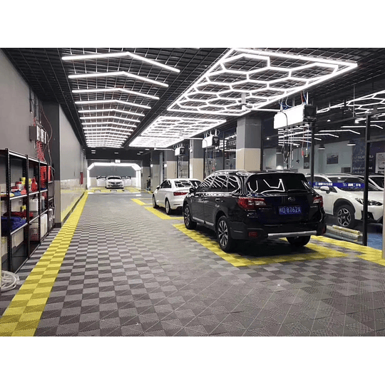 Luces Led Luminaria Techo (15 Hexágonos + Rectángulo) 4.8mx2.4m Talleres Detailing Barbería Locales Oficinas Tiendas Garaje