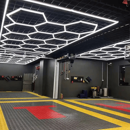 Luces Led Luminaria Techo (15 Hexágonos + Rectángulo) 4.8mx2.4m Talleres Detailing Barbería Locales Oficinas Tiendas Garaje