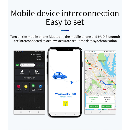 P20 Medidor Pantalla Inteligente Velocidad RPM Digital Hud Obd2 Computador a Bordo Con APP BT Y Navegación