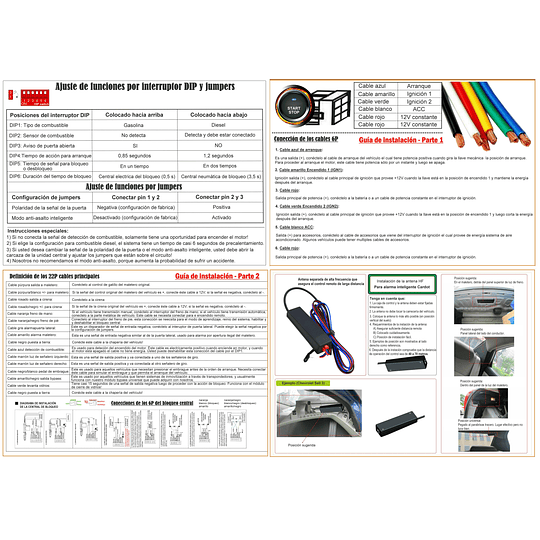 Kit Alarma Con Botón Start Stop, Función PKE, Encendido/Apagado Remoto a Distancia, App Bluetooth Y Antiportonazo de Presencia Incluido