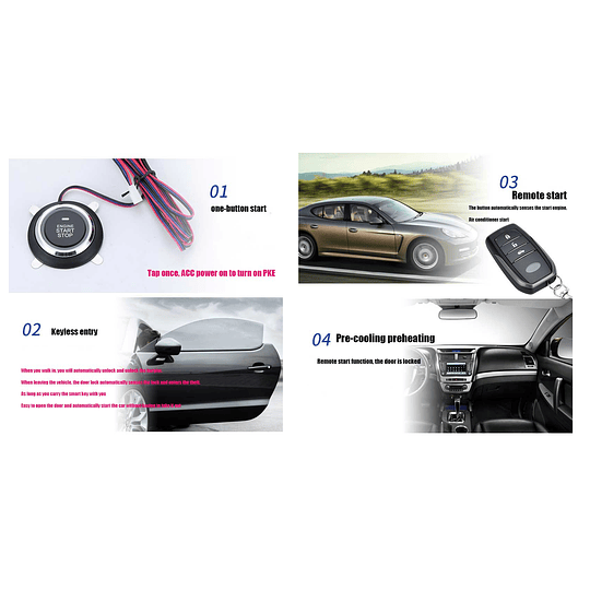 Kit Alarma Con Botón Start Stop, Función PKE, Encendido/Apagado Remoto a Distancia, App Bluetooth Y Antiportonazo de Presencia Incluido