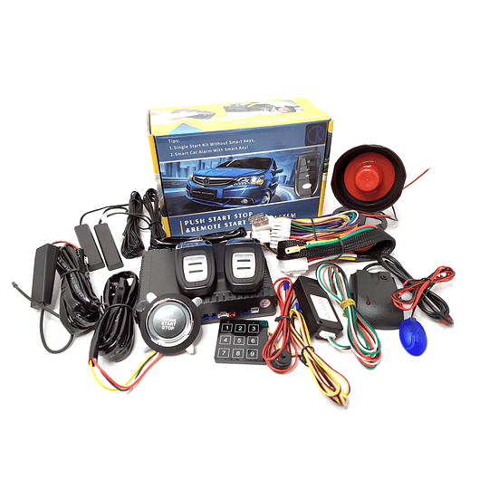 Kit Alarma Con Botón Start Stop, Función PKE, Encendido/Apagado Remoto a Distancia, App Bluetooth Y Antiportonazo de Presencia Incluido
